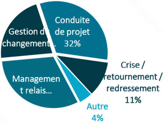 Répartition des missions en management de transition par type